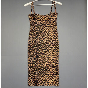 PrettyLittleThing Dress Womens 8 Leopard Print Midi Bodycon Sleeveless